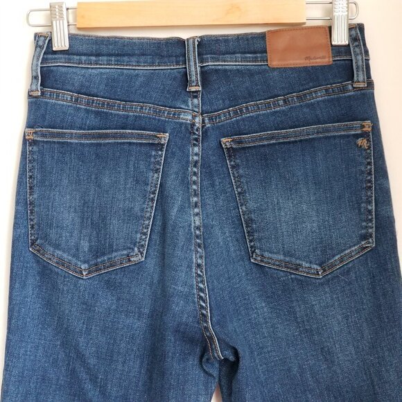 Madewell 10" Size 28 High-Rise Skinny Jeans Denim Hayes Dark Wash Whiskering - Picture 9 of 15